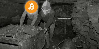 A modern mining farm with rows of mining machines