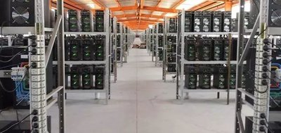 A cutting-edge mining farm showcasing hosted Dogecoin miners